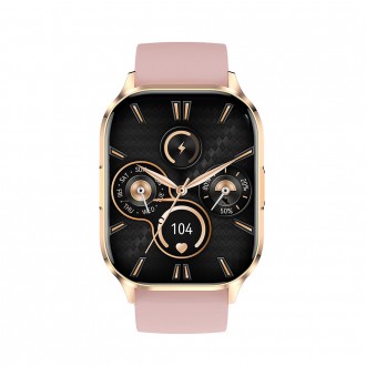 La montre connectée GEKO WATCH 3 Pro, version rose, vue de face.