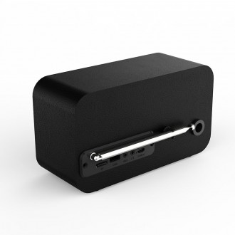 Radio portable FM - BEBOP FM châssis noir, vue arrière : antenne rétractable.