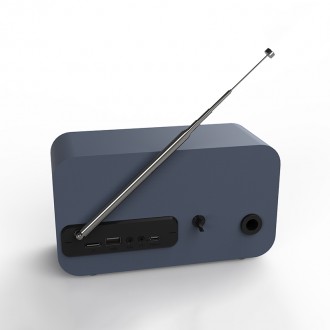 Radio portable FM - BEBOP FM châssis couleur bleu, vue de dos.