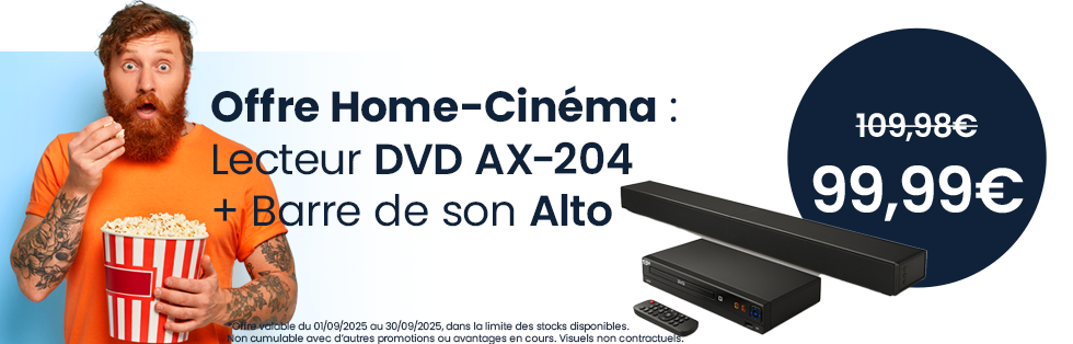 pack Lecteur DVD AX-204 + Barre de son Alto pour seulement 99,99€