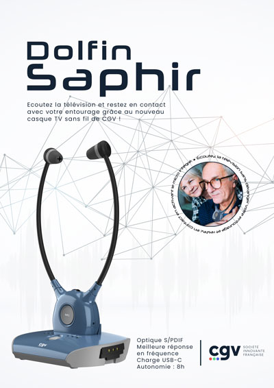 DOLFIN SAPHIR casque audio stéthoscopique premium TV/HiFi sans Fil